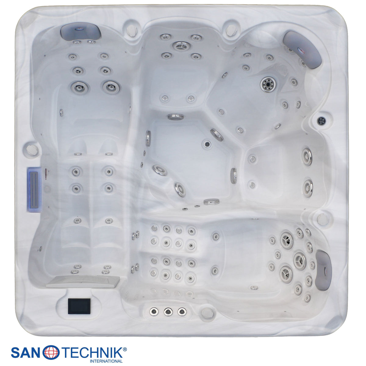 Outdoorwhirlpool HAWAII White Marble inkl. Abdeckung & Stiege