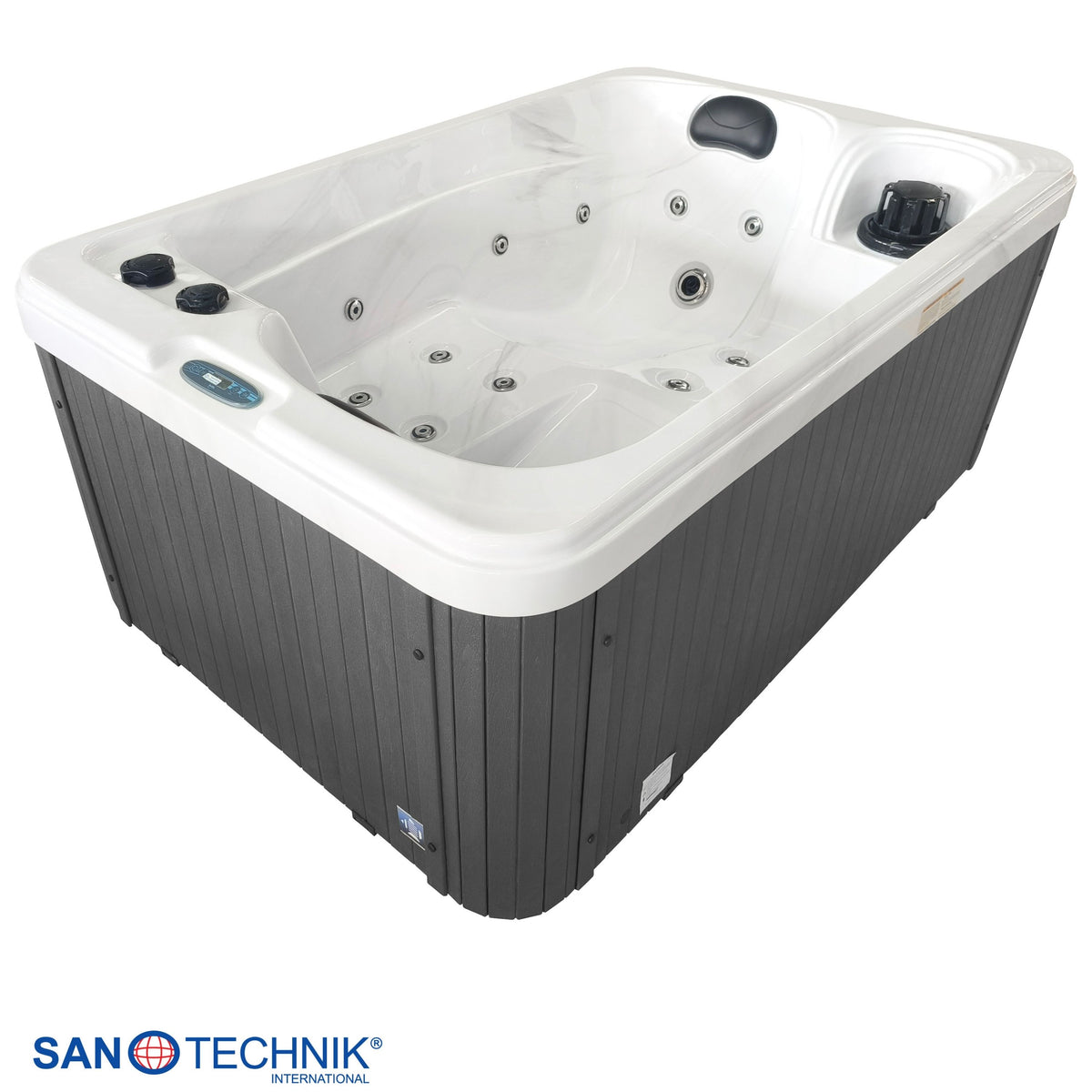 Outdoor Hot Tub SPLIT White Marble incl. Cover 175x115x70 cm frost-proof