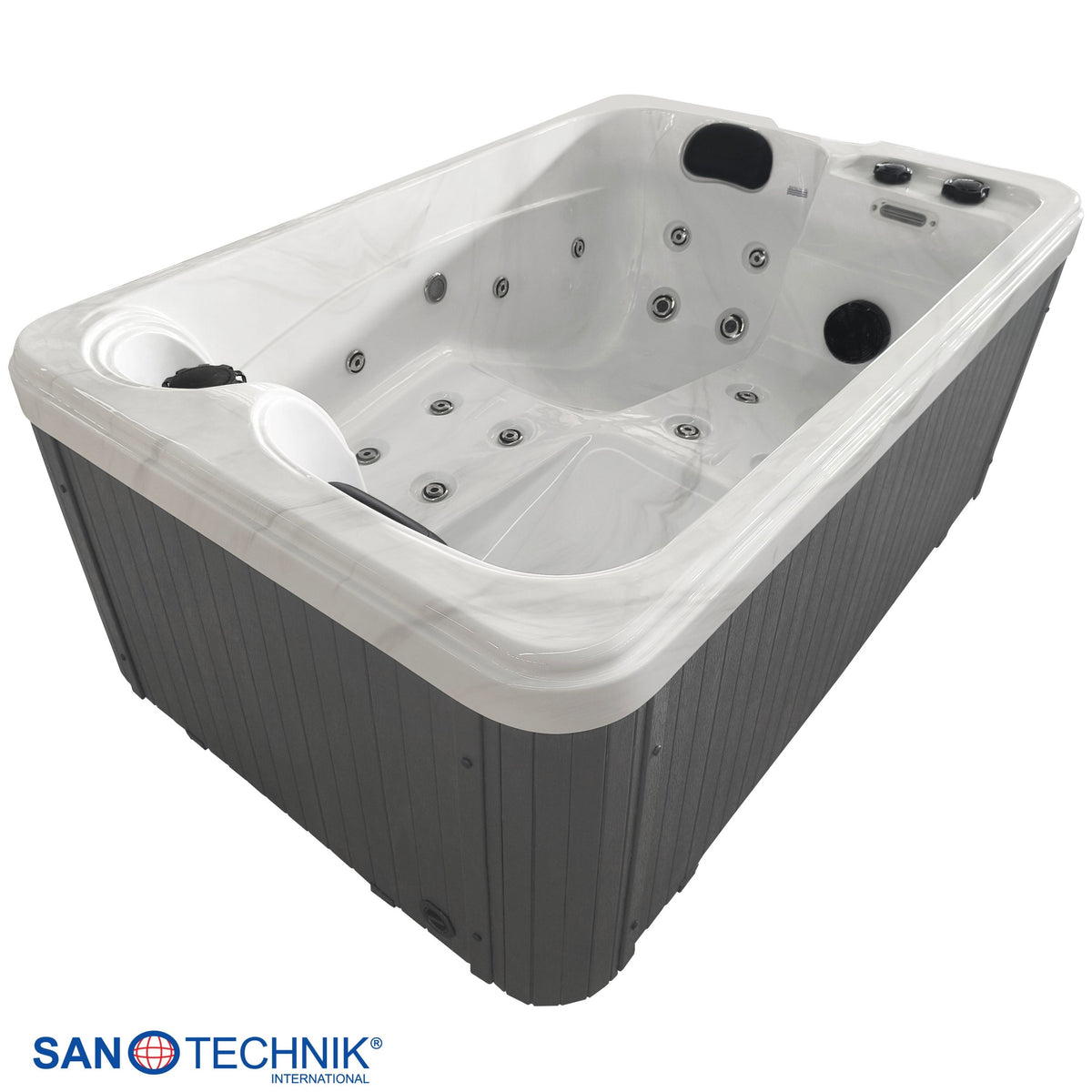 Outdoor Hot Tub SPLIT White Marble incl. Cover 175x115x70 cm frost-proof