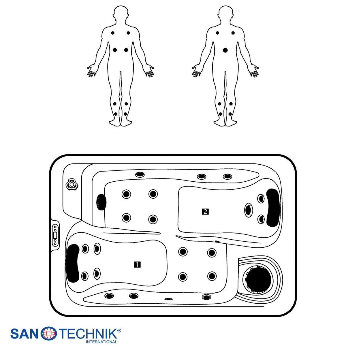 Outdoor Hot Tub SPLIT White Marble incl. Cover 175x115x70 cm frost-proof