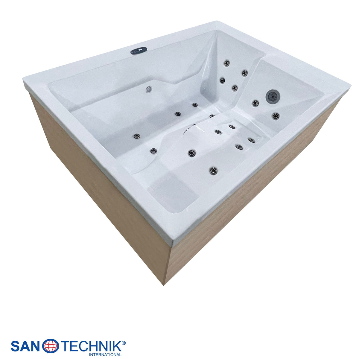 Outdoor Whirlpool ZADAR White inkl. Abdeckung & Stiege 190x140x70 cm frostsicher