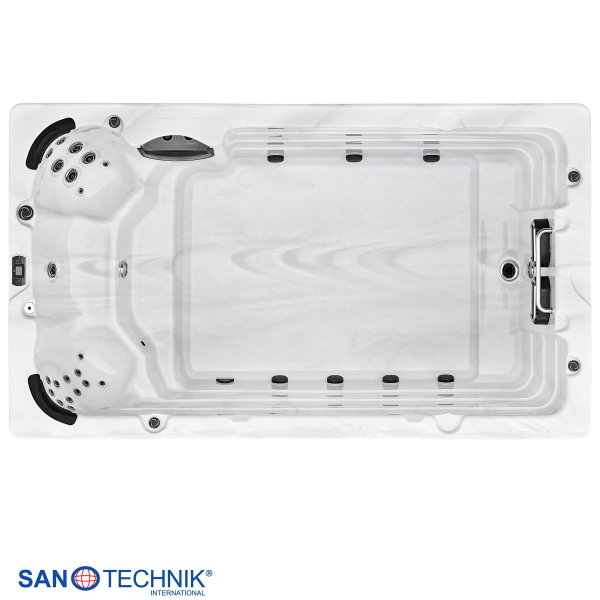 Swimspa IBIZA White Marble inkl. Abdeckung & Stiege 400x228x131 cm frostsicher