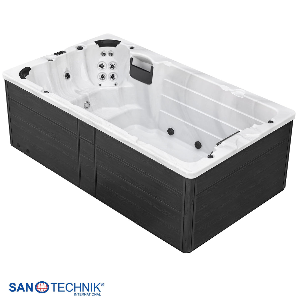 Swimspa IBIZA Mármol Blanco incl. cubierta y escalera 400x228x131 cm antihielo