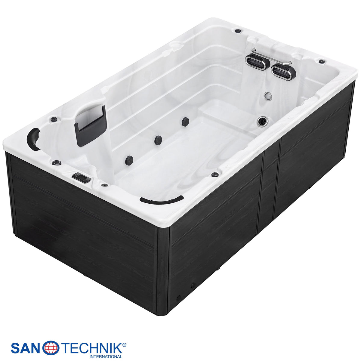 Swimspa IBIZA Mármol Blanco incl. cubierta y escalera 400x228x131 cm antihielo