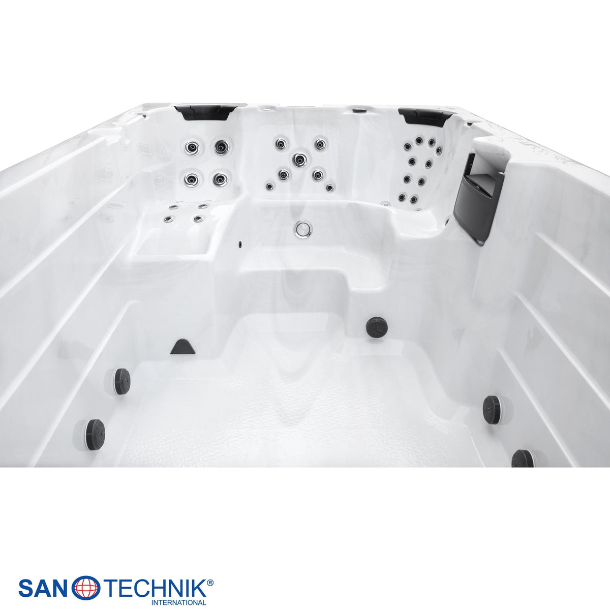 Swimspa MENORCA White Marble inkl. Abdeckung & Stiege 450x228x131 cm frostsicher