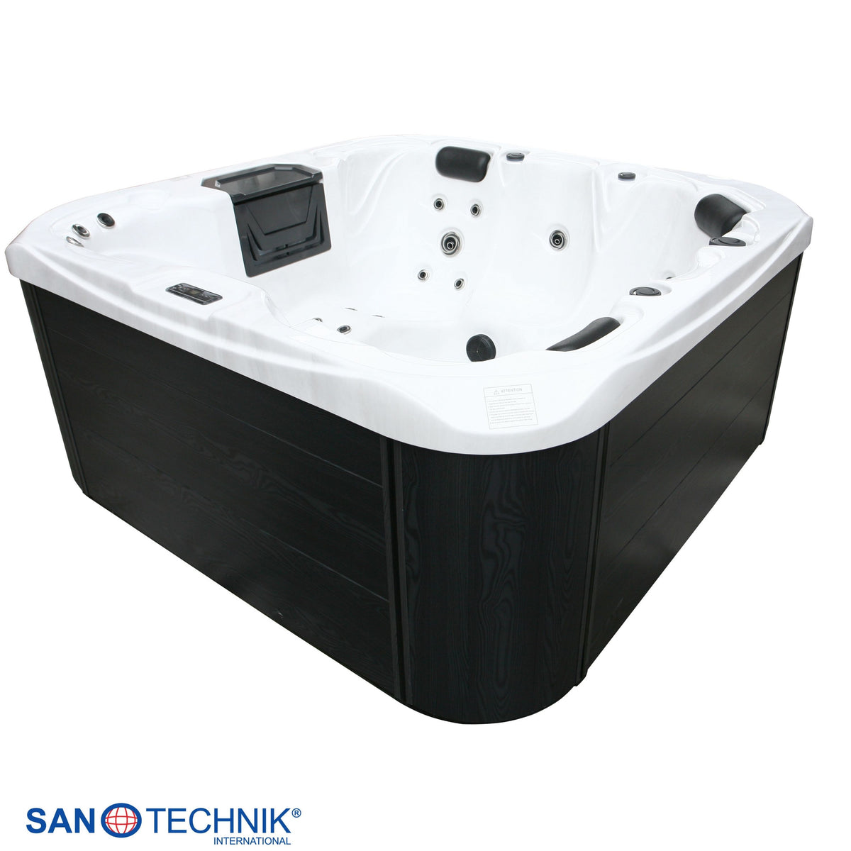 Outdoorwhirlpool TAHITI White Marble inkl. Abdeckung & Stiege 200x200x88 cm frostsicher