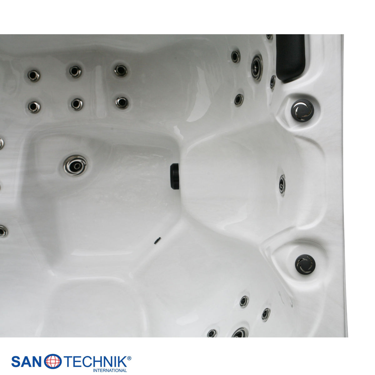 Outdoorwhirlpool TAHITI White Marble inkl. Abdeckung & Stiege 200x200x88 cm frostsicher