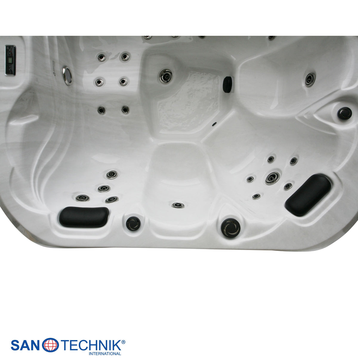 Outdoorwhirlpool TAHITI White Marble inkl. Abdeckung & Stiege 200x200x88 cm frostsicher