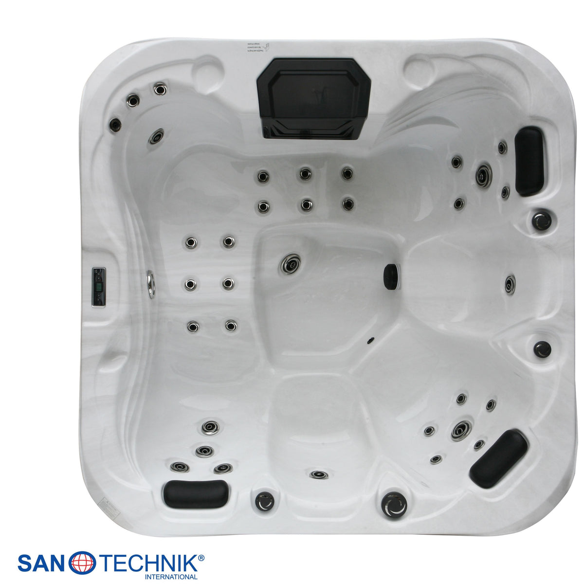 Outdoorwhirlpool TAHITI White Marble inkl. Abdeckung & Stiege 200x200x88 cm frostsicher
