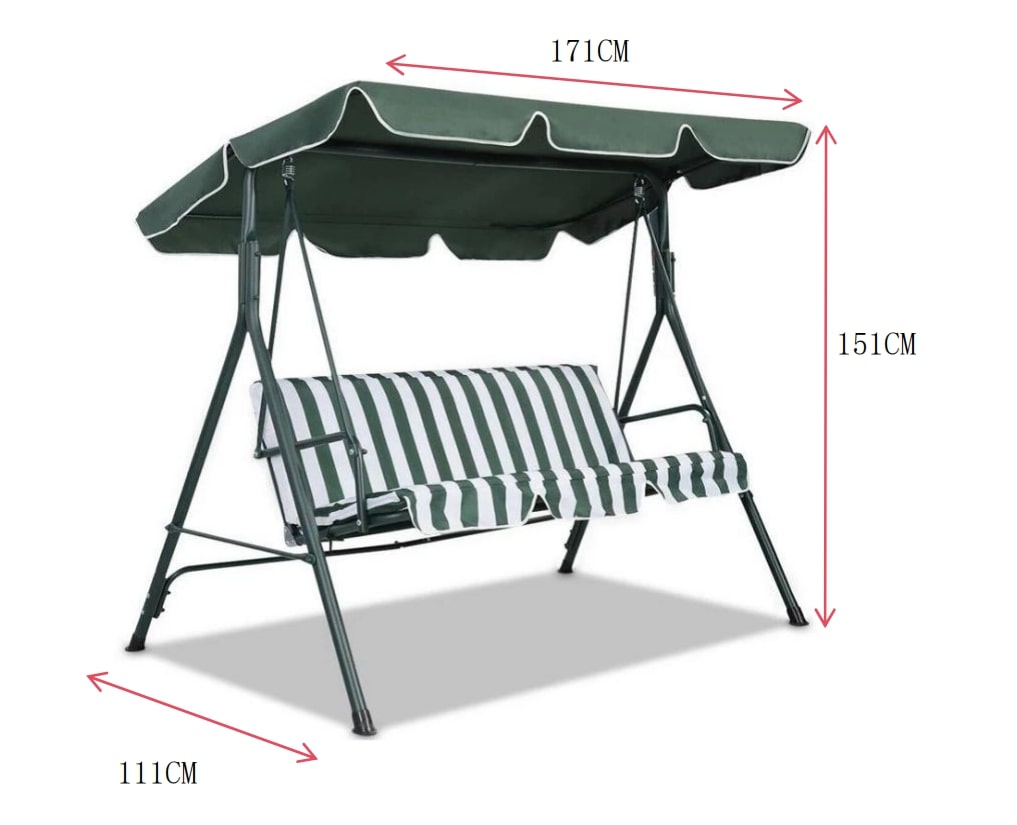 Hollywood swing green and white striped 172x112x152 cm 