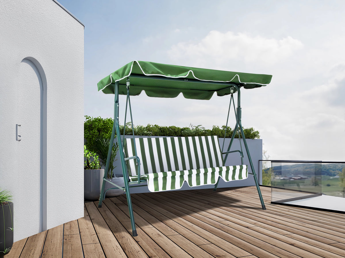 Hollywood swing green and white striped 172x112x152 cm 