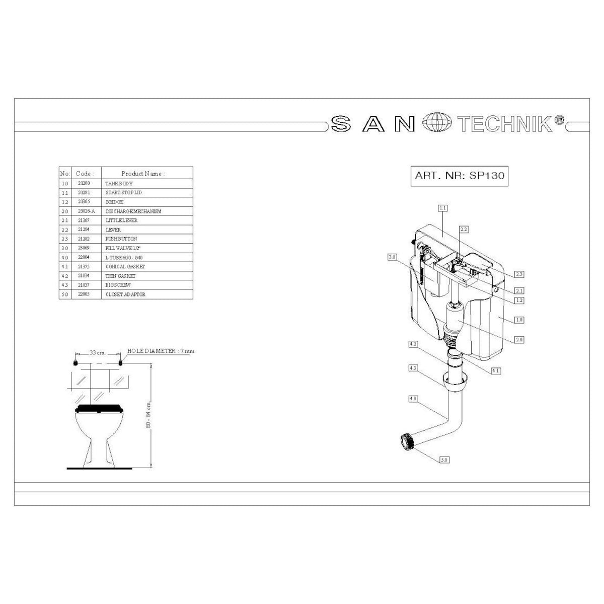 SANOSWIFT cistern 6L.