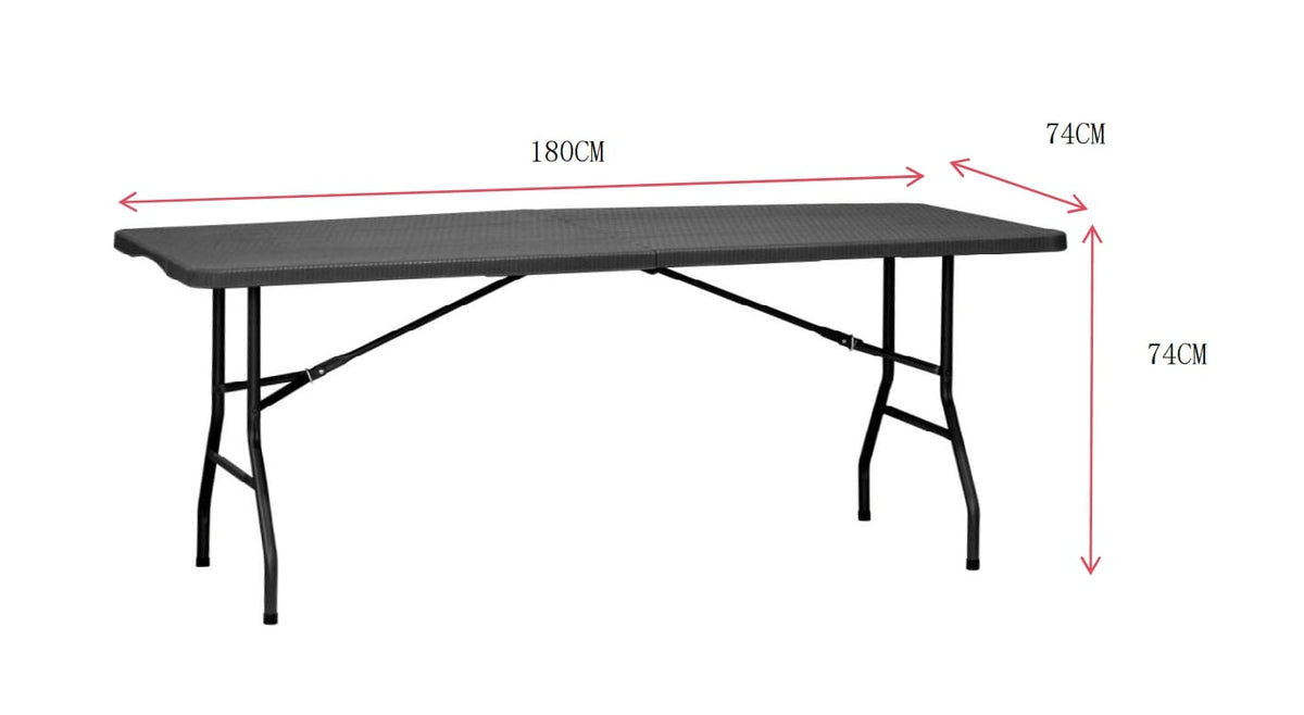 Design Festzeltgarnitur Rattan Optik klappbar aus Kunststoff schwarz - 3 Teilig