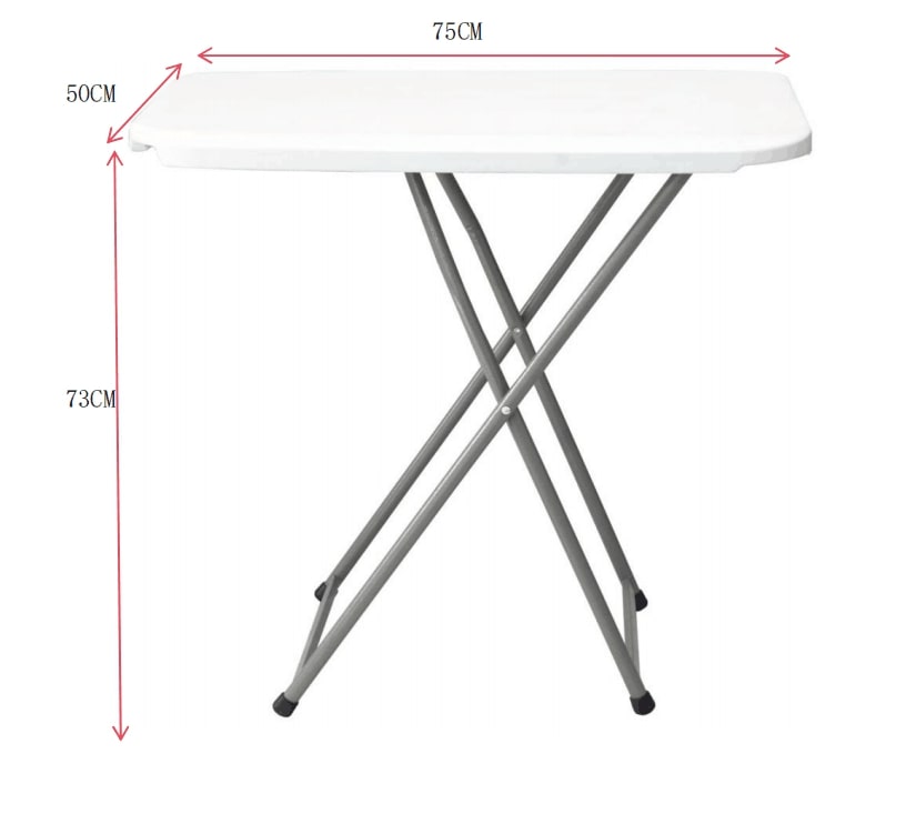 Folding table white 75x50x(56-73) cm