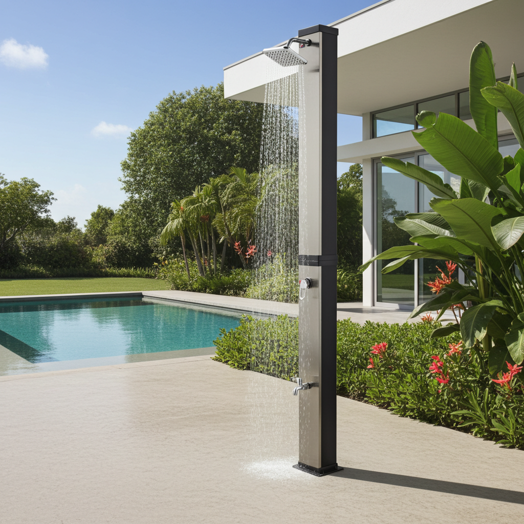 40L Outdoor-Solardusche – Schwarz & Gebürstetes Nickel