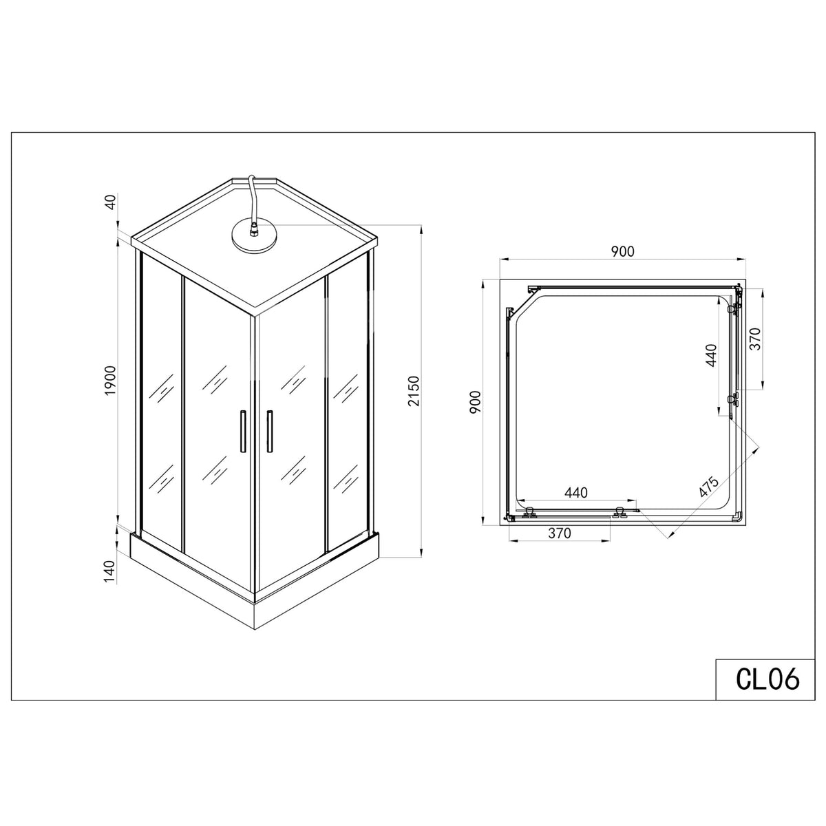 Complete Shower Unit TWIST 2 with Quick Assembly 90x90x215 cm