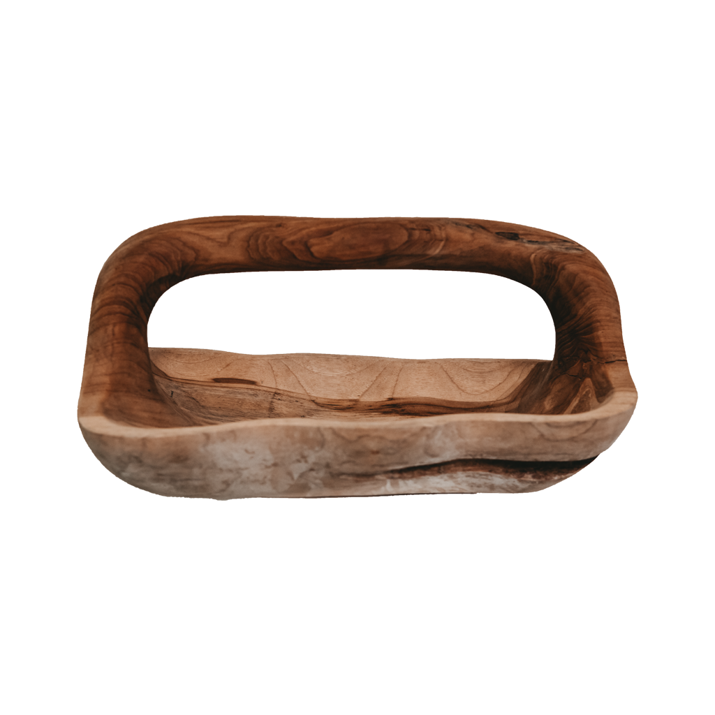 Teak tray with handle
