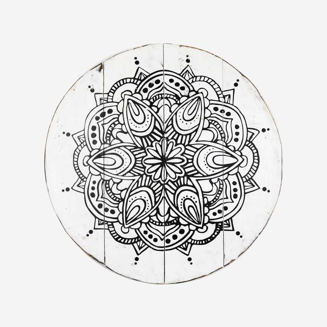 Wanddeko Mandala Batik Weiß