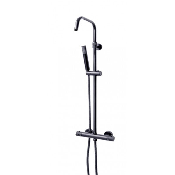 Juego de barra de ducha fija con mezclador termostático de ducha, negro mate