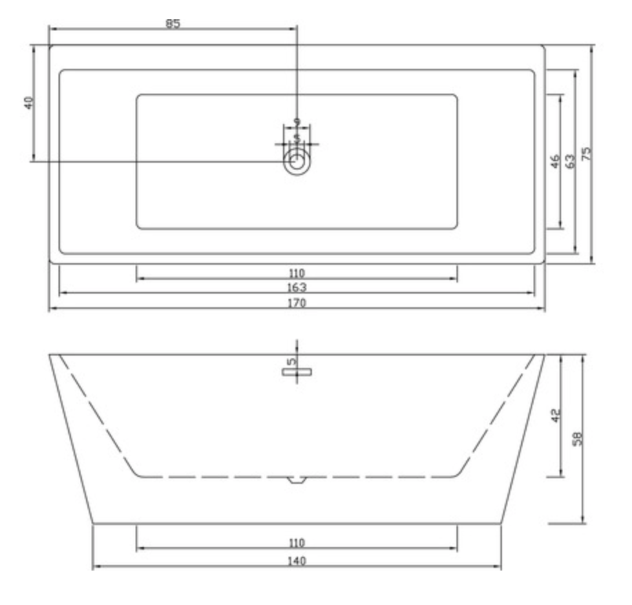 Freistehende Badewanne OXFORD 178x88x83 cm