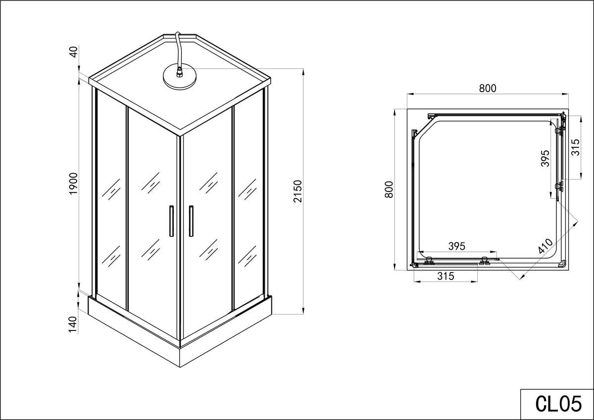 Complete Shower TWIST 1 with Quick Assembly 80x80x215 cm