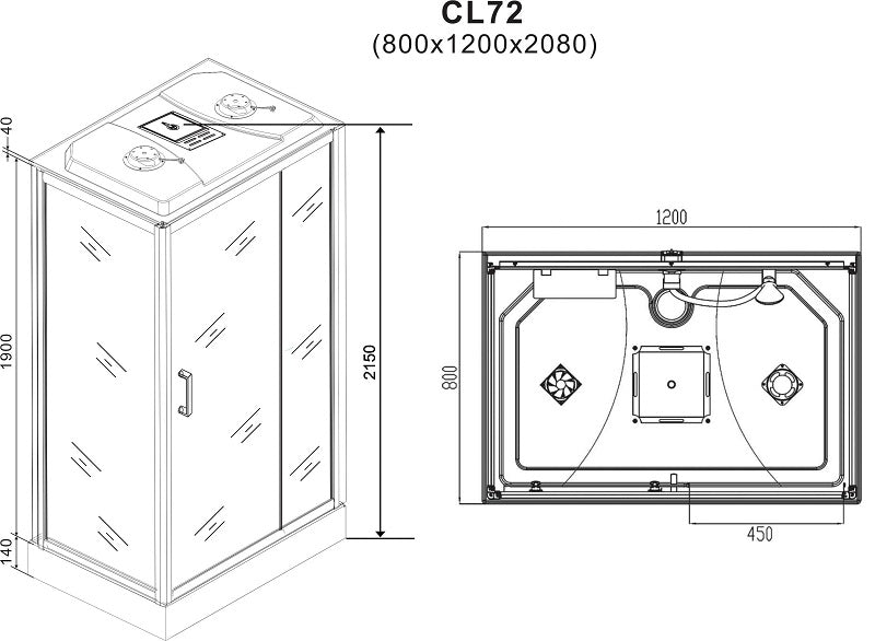 Complete Shower TREND 3 with Quick Assembly 80x120x215 cm