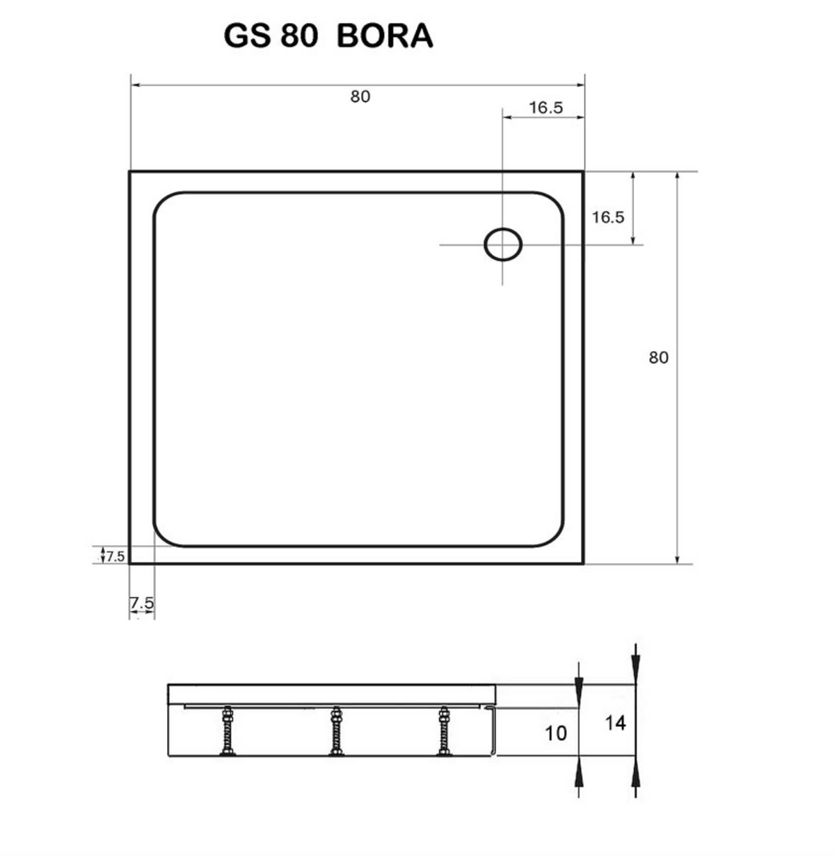 Acryl Eckduschwanne BORA | 2 verschiedenen Größen