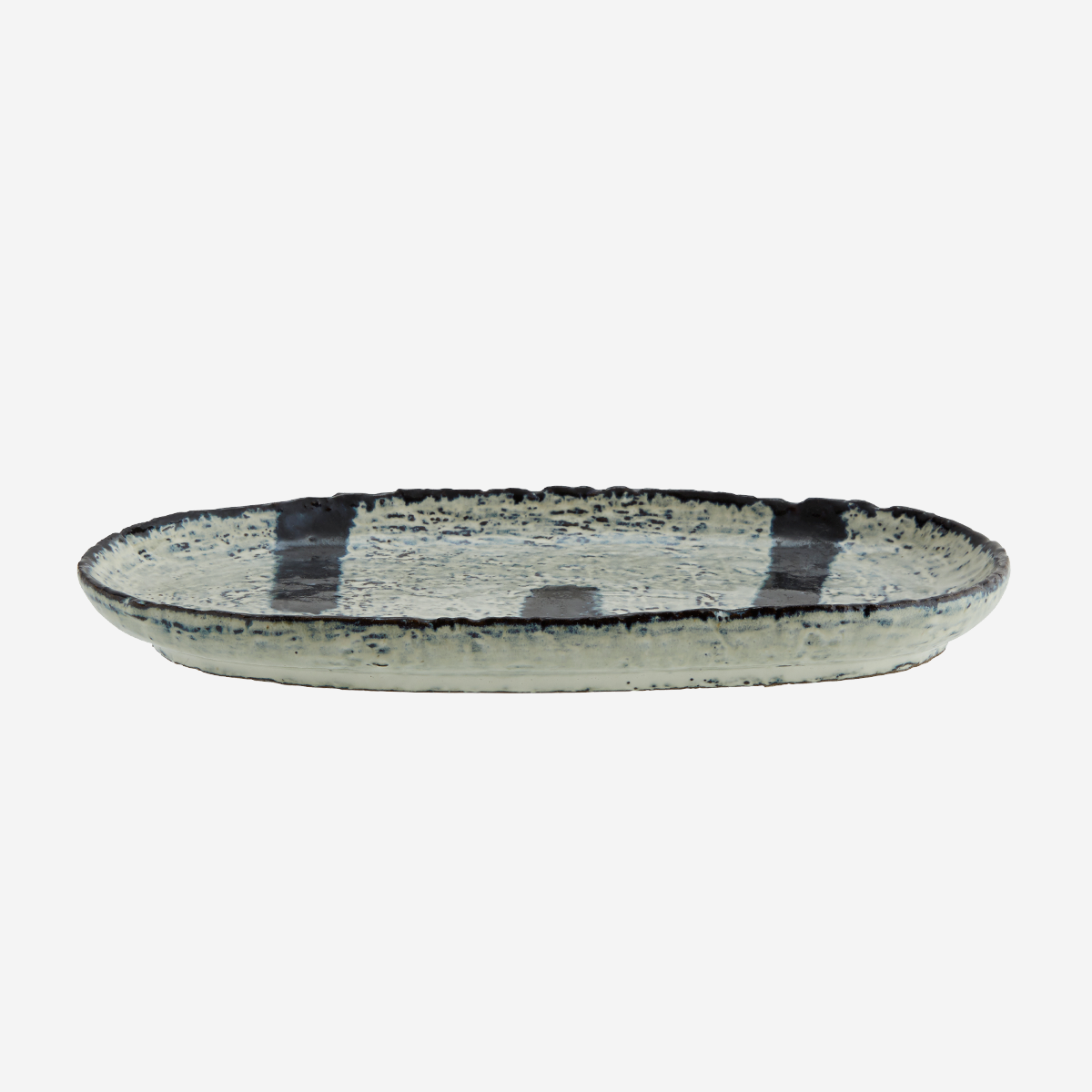 Steingut Teller Stripe oval