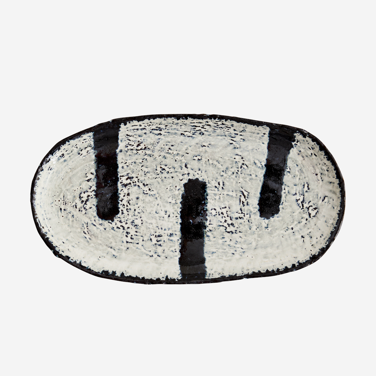 Steingut Teller Stripe oval