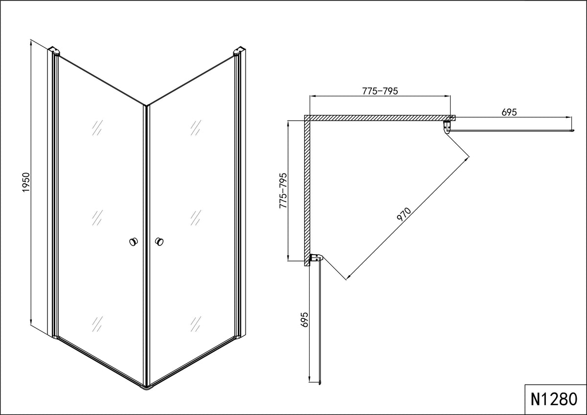 ELEGANCE shower enclosure with two swing doors | 2 different sizes