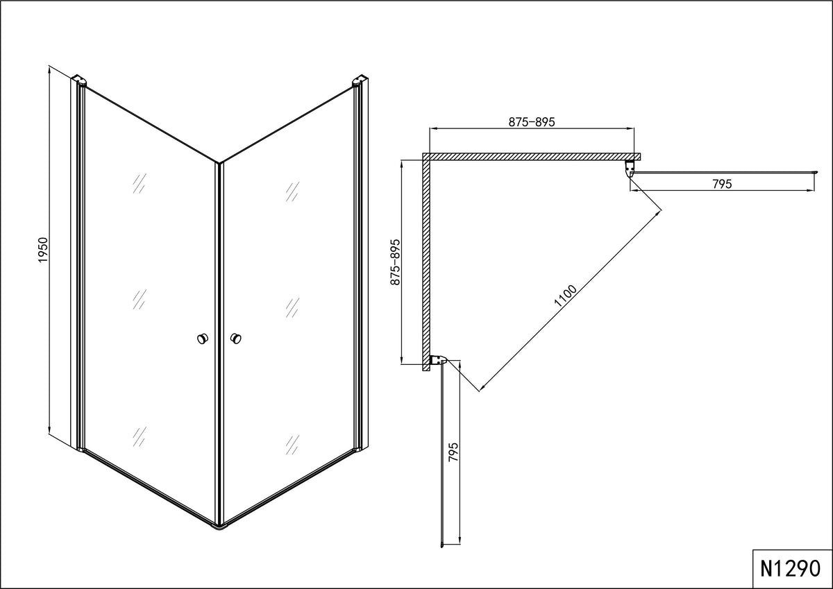 ELEGANCE shower enclosure with two swing doors | 2 different sizes