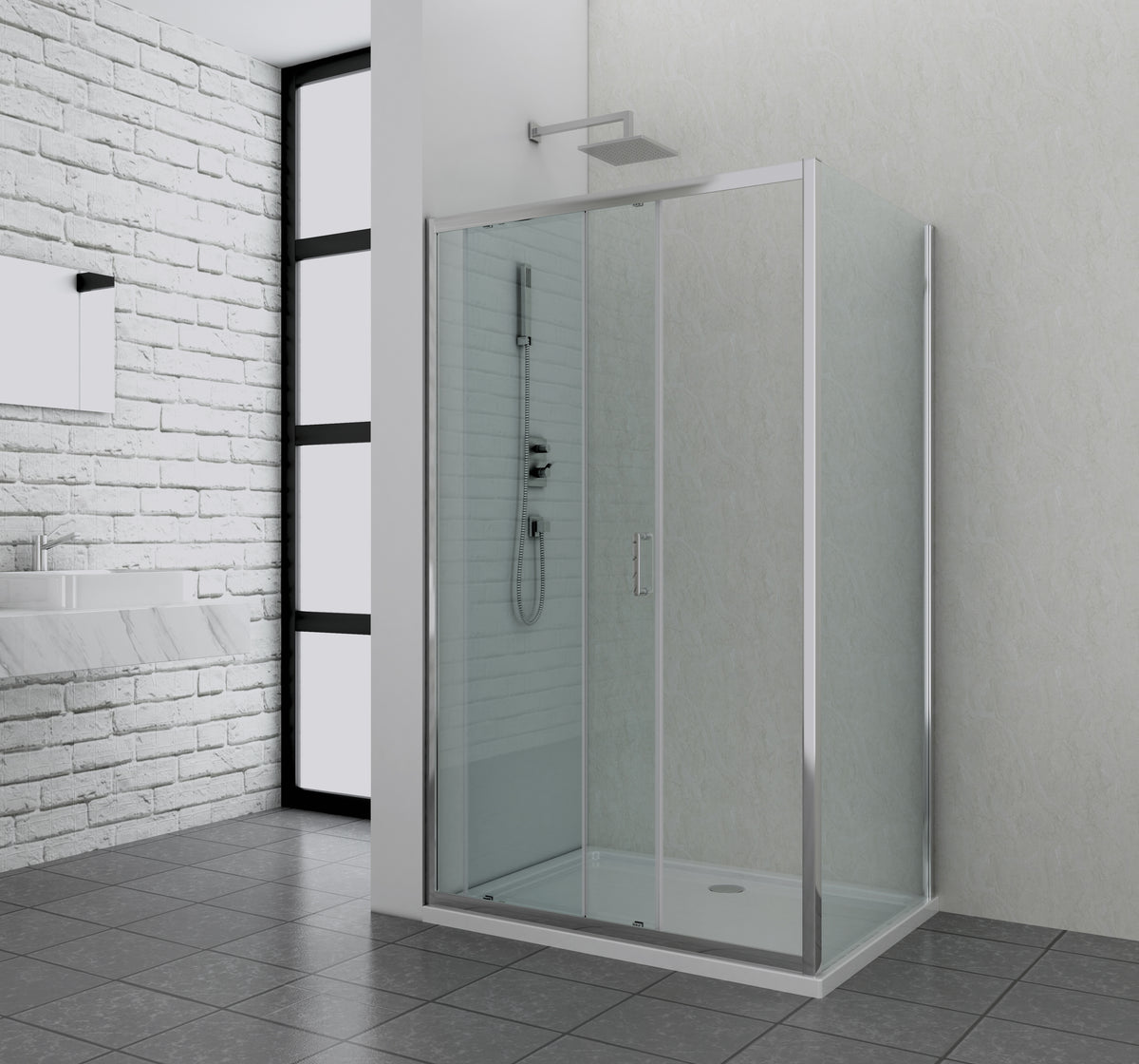 Elite Chrom Fixglaselement 6 mm mit Easy Clean in 2 verschiedenen Größen