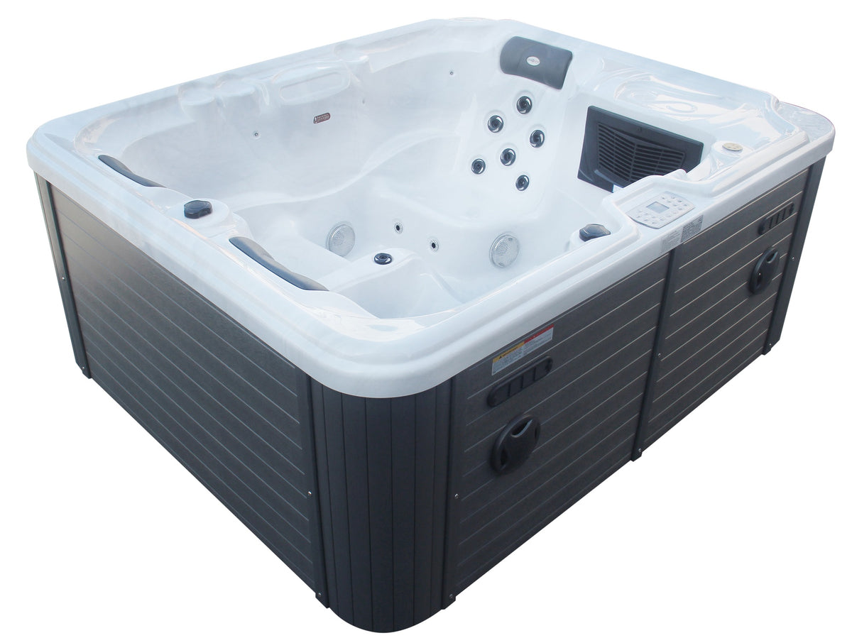 Outdoorwhirlpool OASIS White Marble inkl. Abdeckung & Stiege 208x175x90 cm frostsicher
