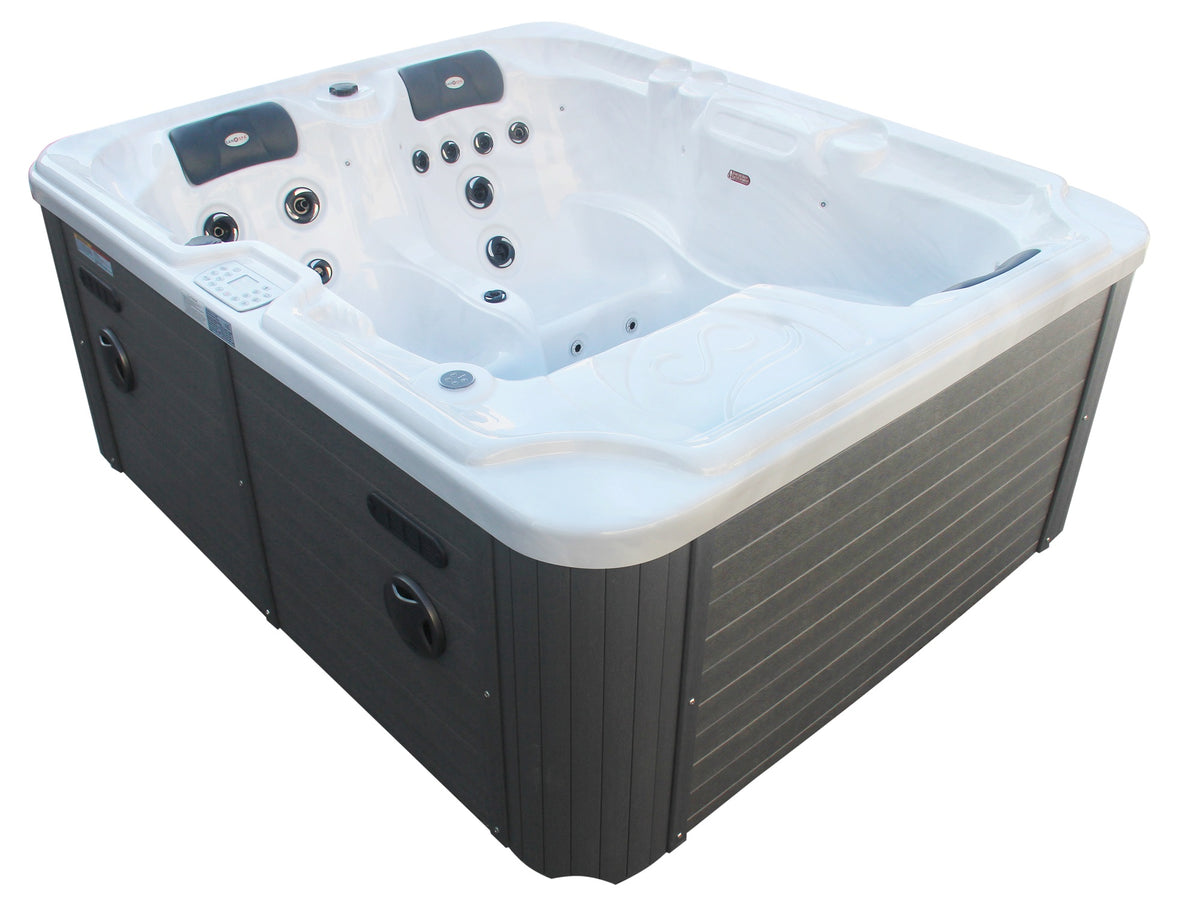 Outdoorwhirlpool OASIS White Marble inkl. Abdeckung & Stiege 208x175x90 cm frostsicher