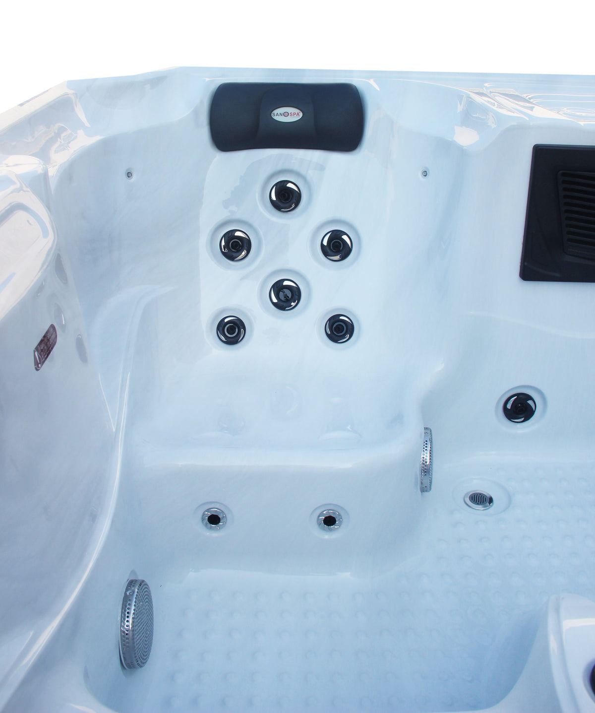 Outdoorwhirlpool OASIS White Marble inkl. Abdeckung & Stiege 208x175x90 cm frostsicher