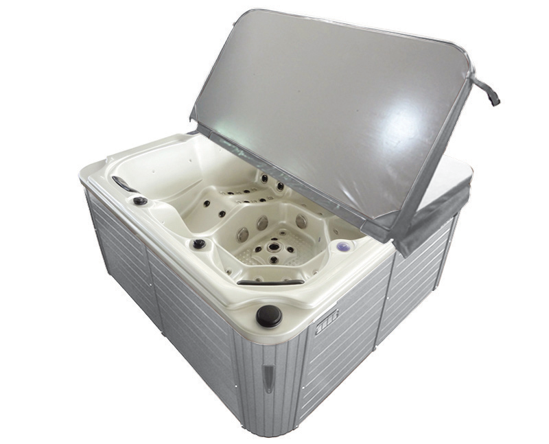 Outdoorwhirlpool PALMA White Marble inkl. Abdeckung & Stiege 190x190x86 cm frostsicher