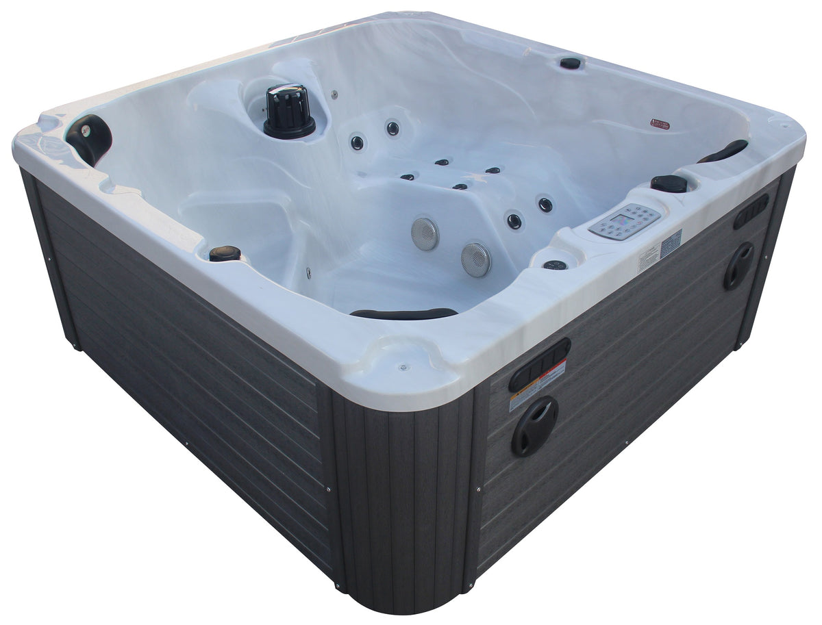 Outdoorwhirlpool PALMA White Marble inkl. Abdeckung & Stiege 190x190x86 cm frostsicher