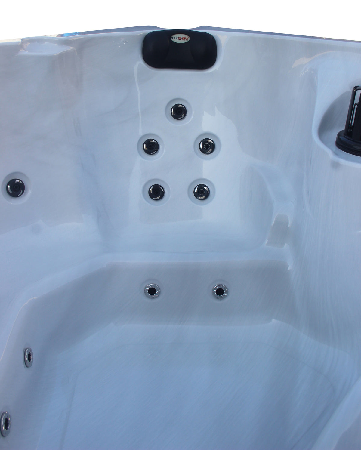 Outdoorwhirlpool PALMA White Marble inkl. Abdeckung & Stiege 190x190x86 cm frostsicher