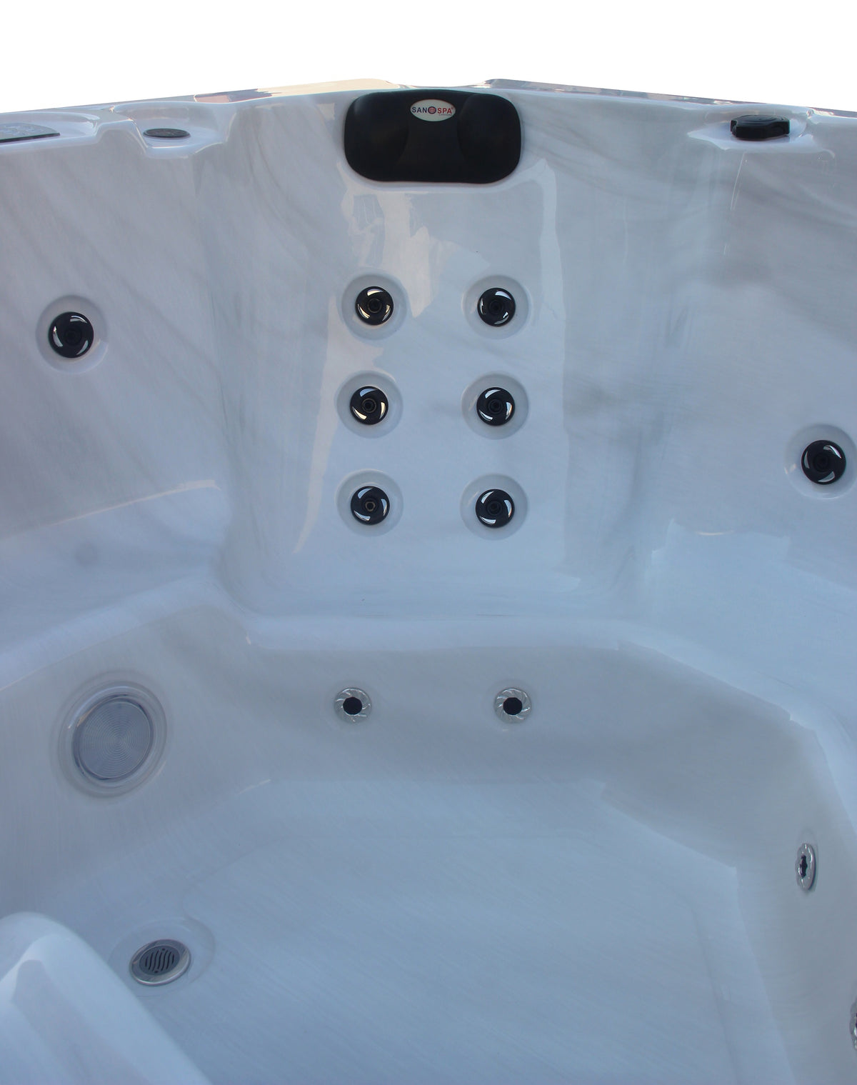 Outdoorwhirlpool PALMA White Marble inkl. Abdeckung & Stiege 190x190x86 cm frostsicher