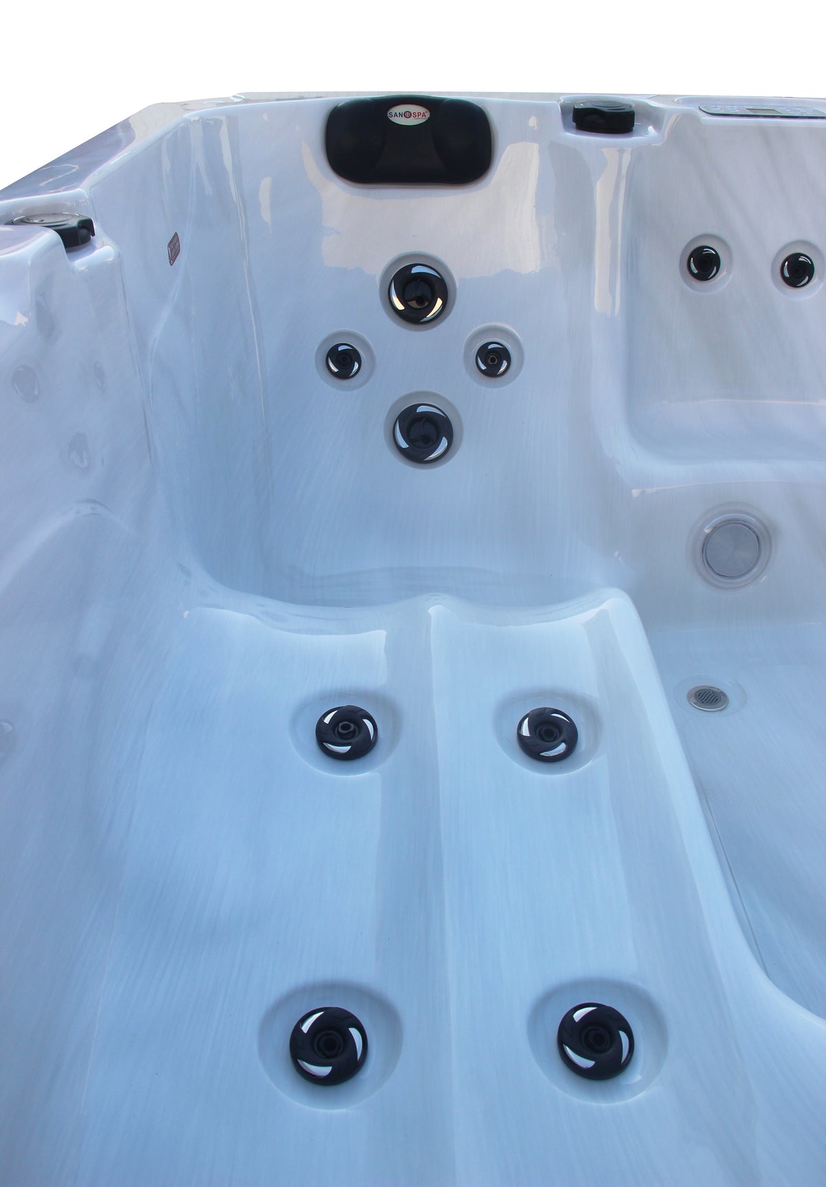 Outdoorwhirlpool PALMA White Marble inkl. Abdeckung & Stiege 190x190x86 cm frostsicher