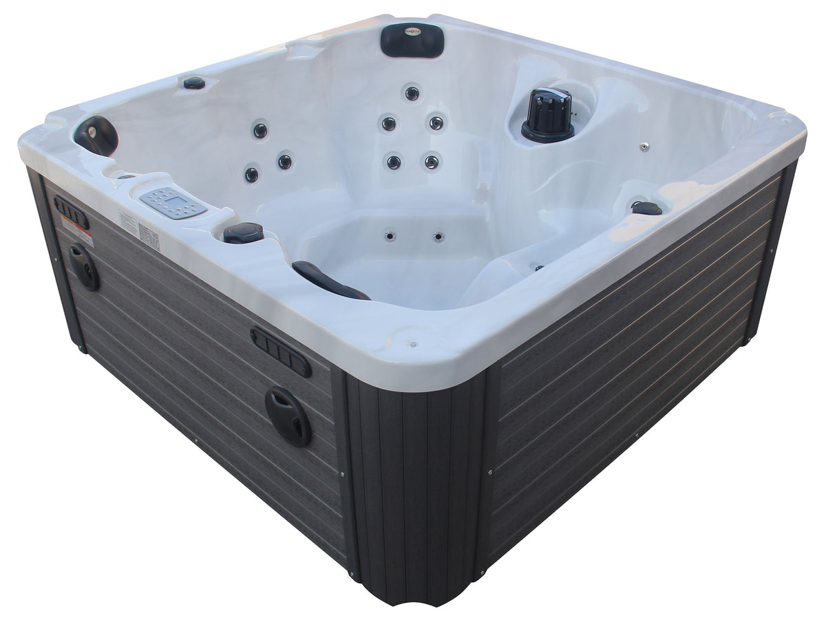 Outdoorwhirlpool PALMA White Marble inkl. Abdeckung & Stiege 190x190x86 cm frostsicher
