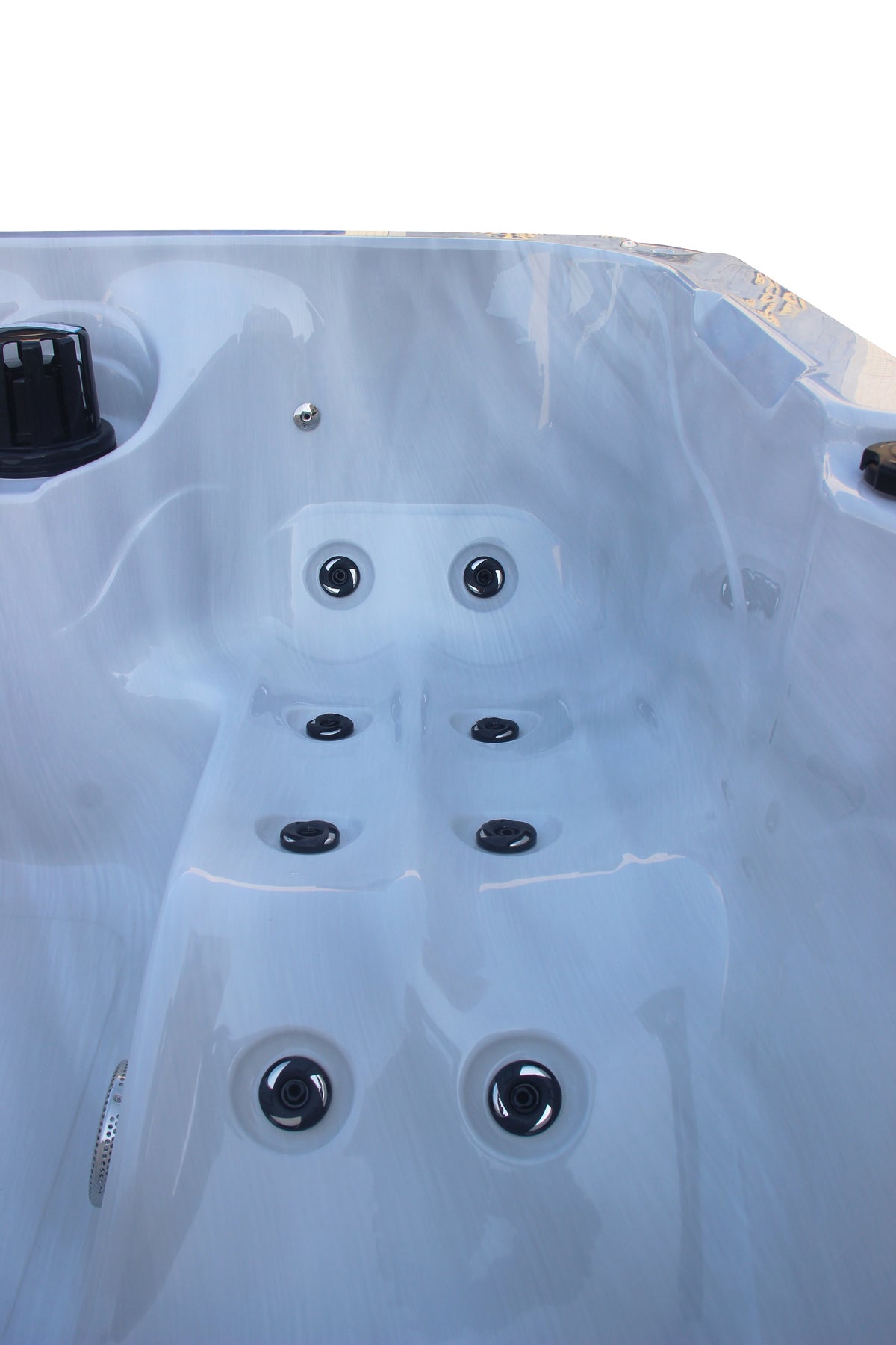 Outdoorwhirlpool PALMA White Marble inkl. Abdeckung & Stiege 190x190x86 cm frostsicher