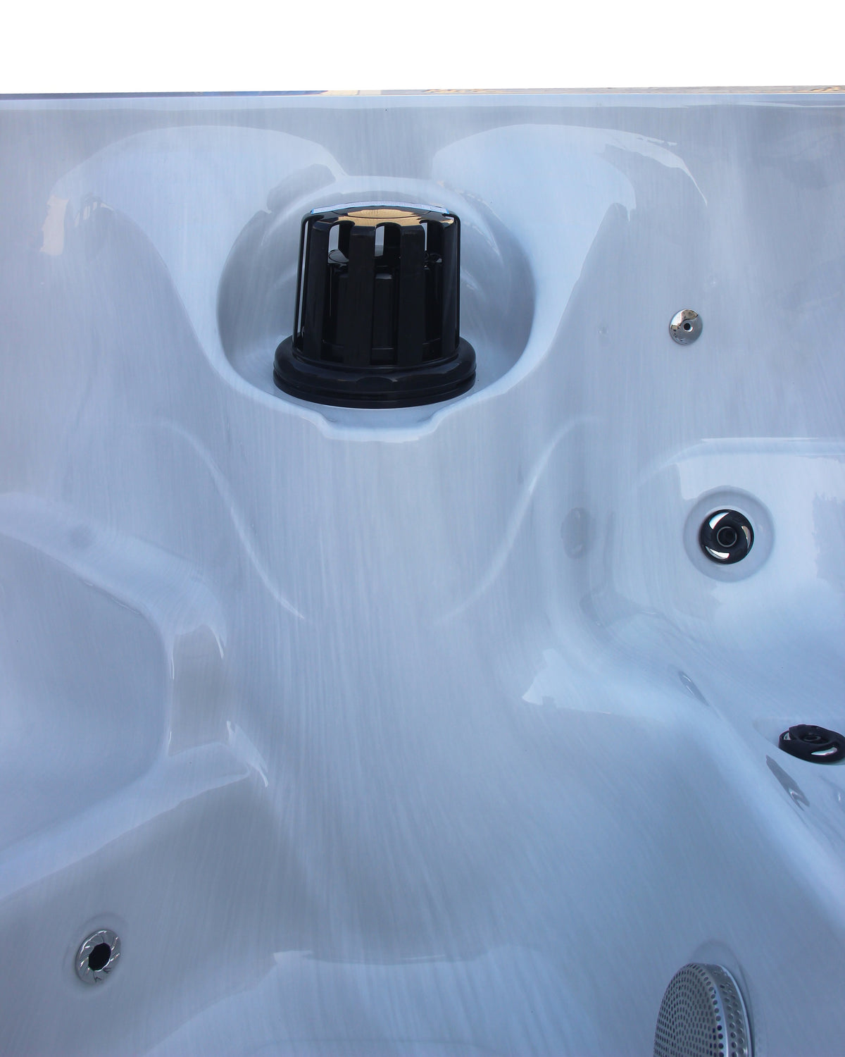Outdoorwhirlpool PALMA White Marble inkl. Abdeckung & Stiege 190x190x86 cm frostsicher