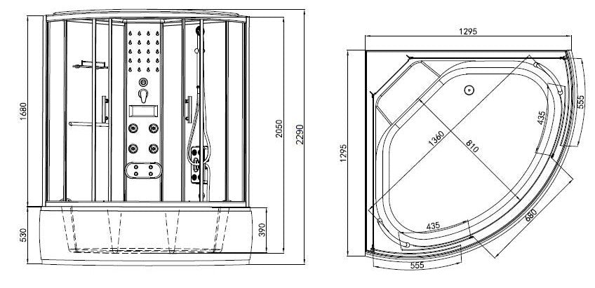 Complete Shower Units CUBA 130x130x229 cm